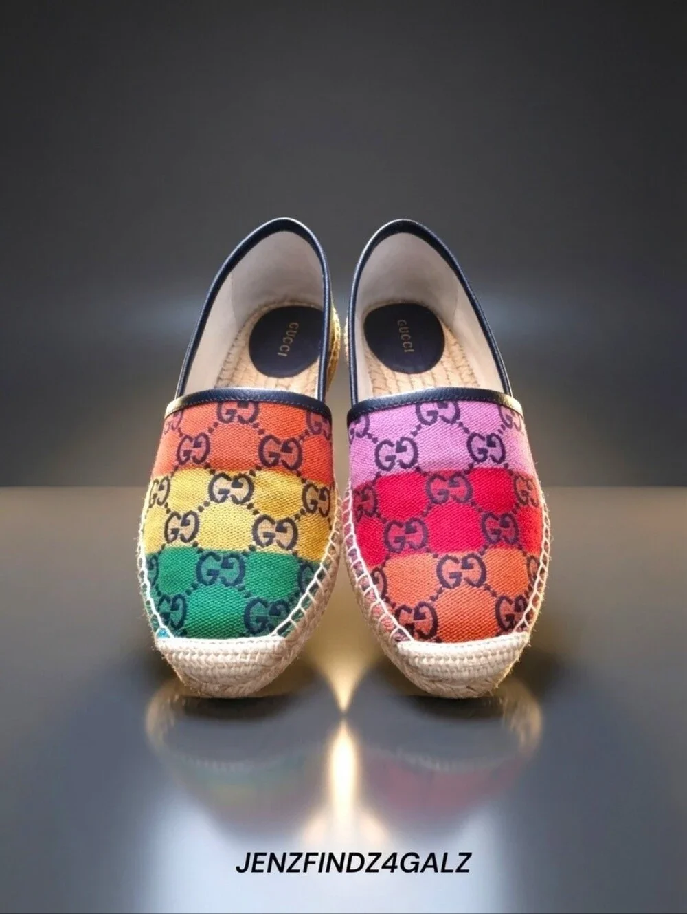 Gucci Rainbow Multicolor GG Espadrilles Size 6.5 Brand New w/ Box & Dustbags